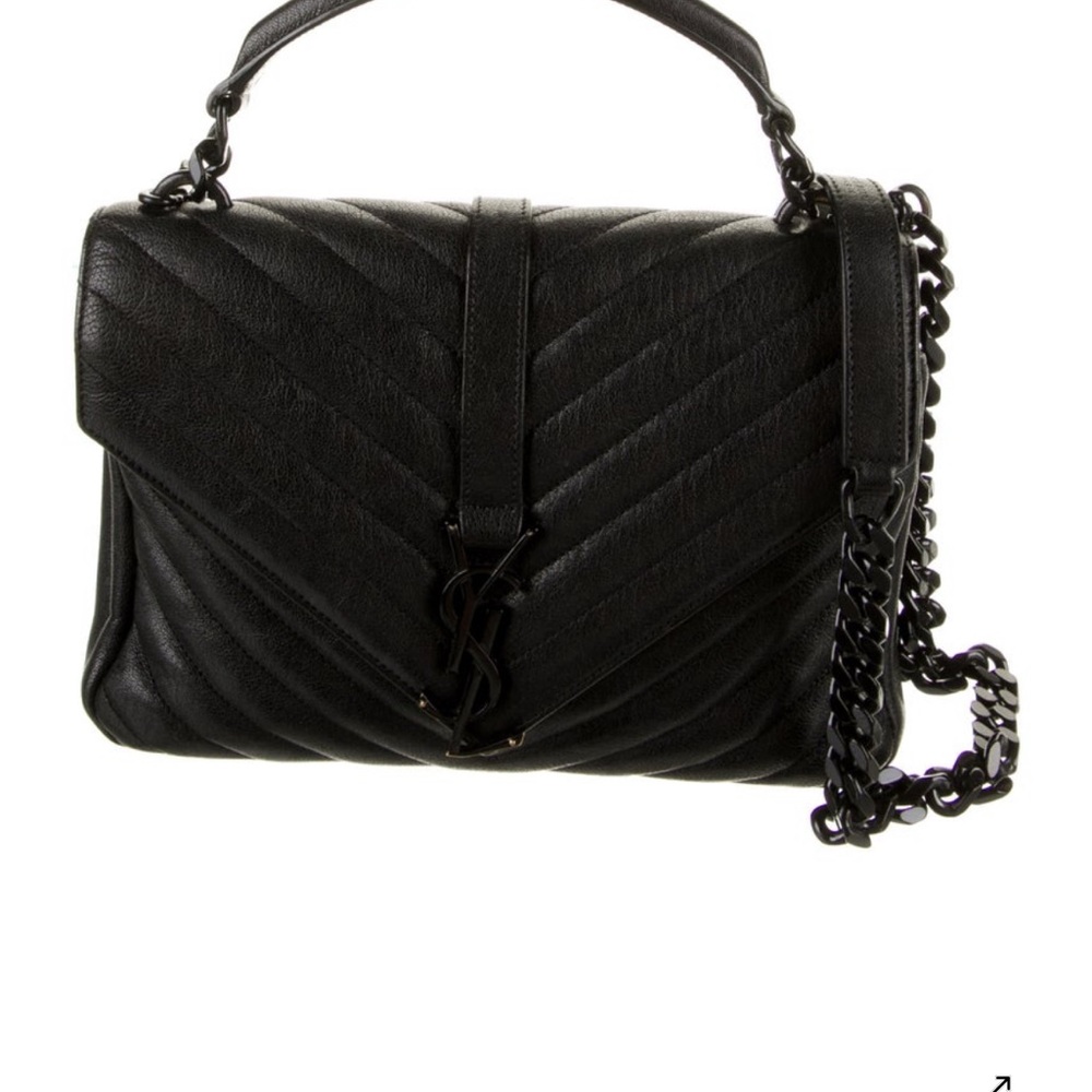 Saint Laurent Elegant Black Leather Shoulder Bag